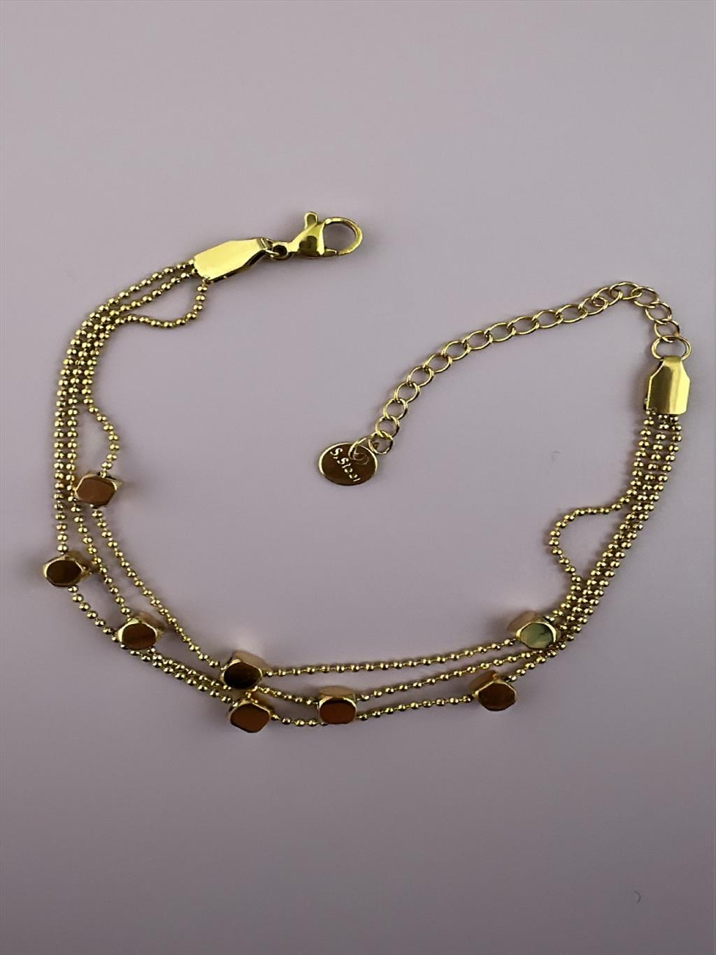 ÇELİK 3'lü Küp Topçuk Gold Bileklik (18-23 cm)	