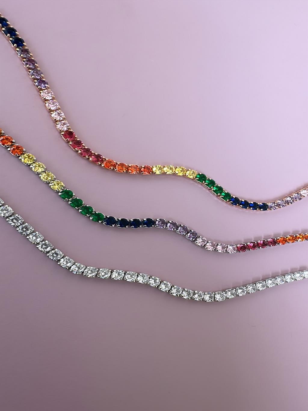 ÖZEL SERİ Renkli Zirkon Silver Halhal (23-28 cm)