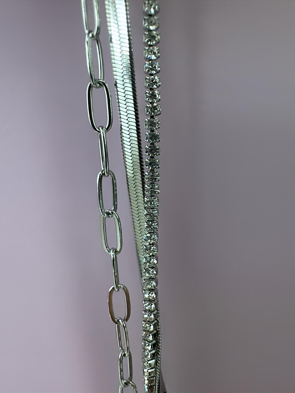 ÇELİK 3'lü İtalyan Ataç Zincir Su Yolu Silver Bileklik (16-22 cm)