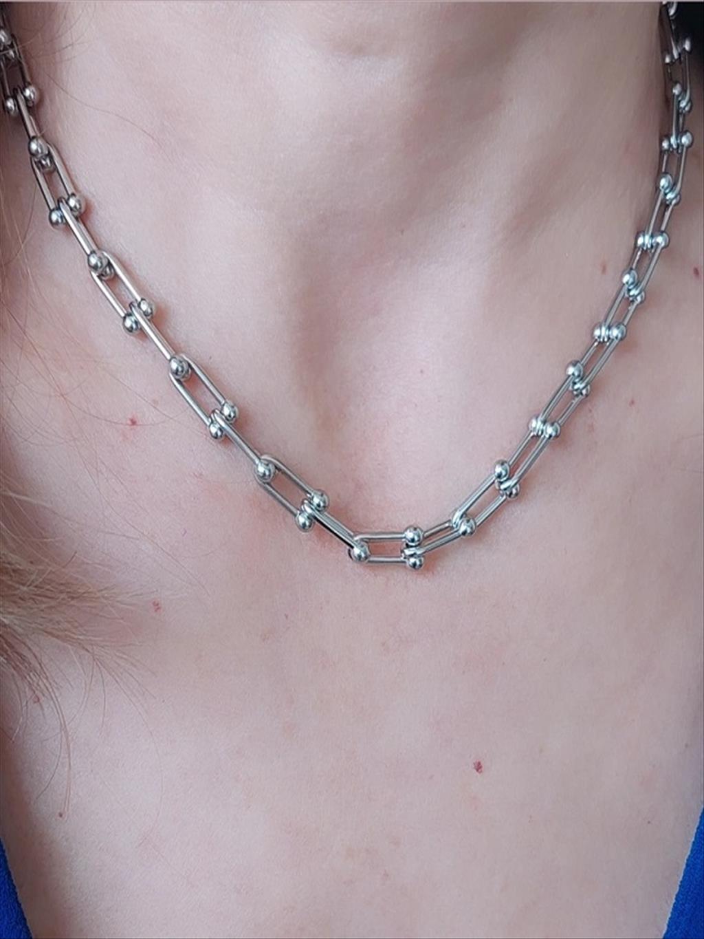 ÇELİK İnce Tif Model Silver Kolye+i