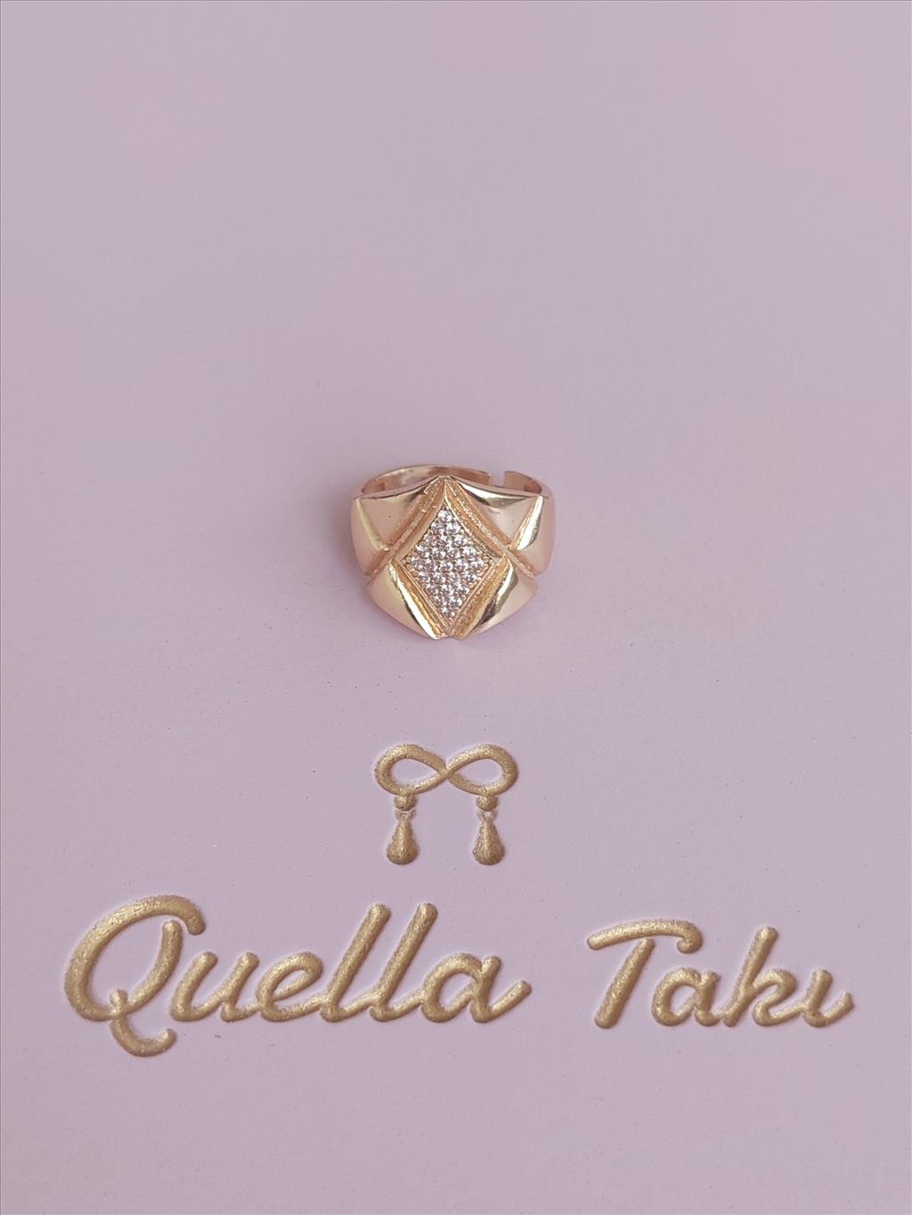 TASARIM 14 Ayar Gold Kaplama Zirkon Model Yüzük (Size: 6-7 uyumlu)+i