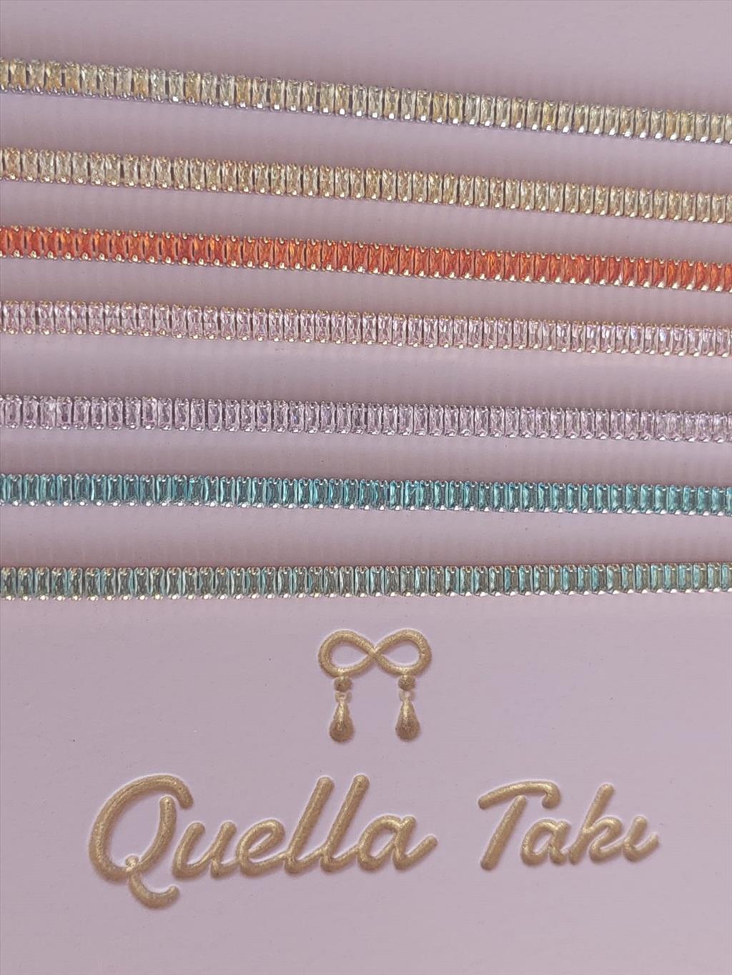 RODYUM Renkli Zirkon Baget Choker Kolyeler (Uzunluk : 36-41 cm)