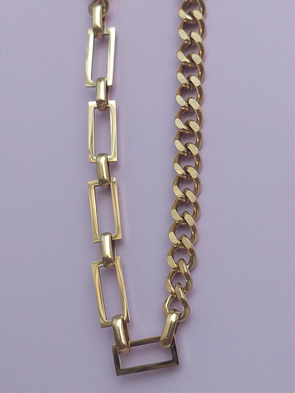 ÇELİK Geçmeli Çift Model Gold Kolye+i