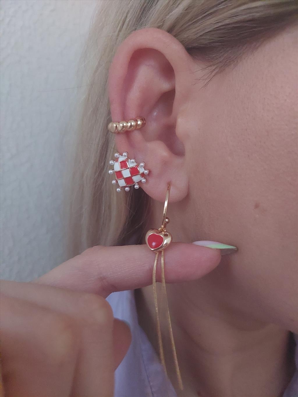 XUPİNG Shaky Heart Soft Rose Küpe+i