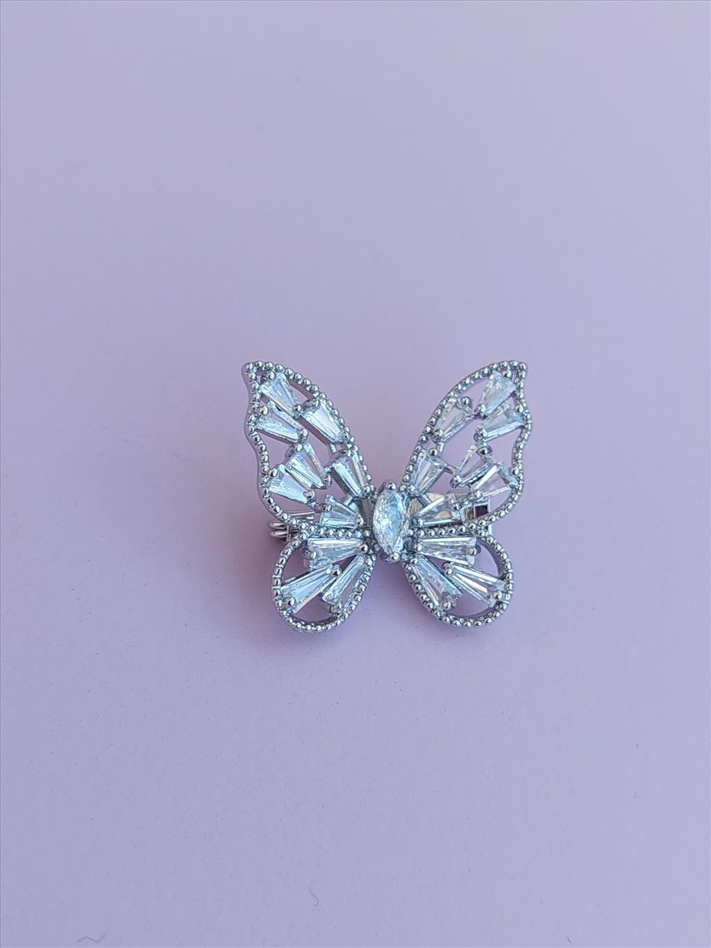 Zirkon Taşlı Kelebek Silver Broş