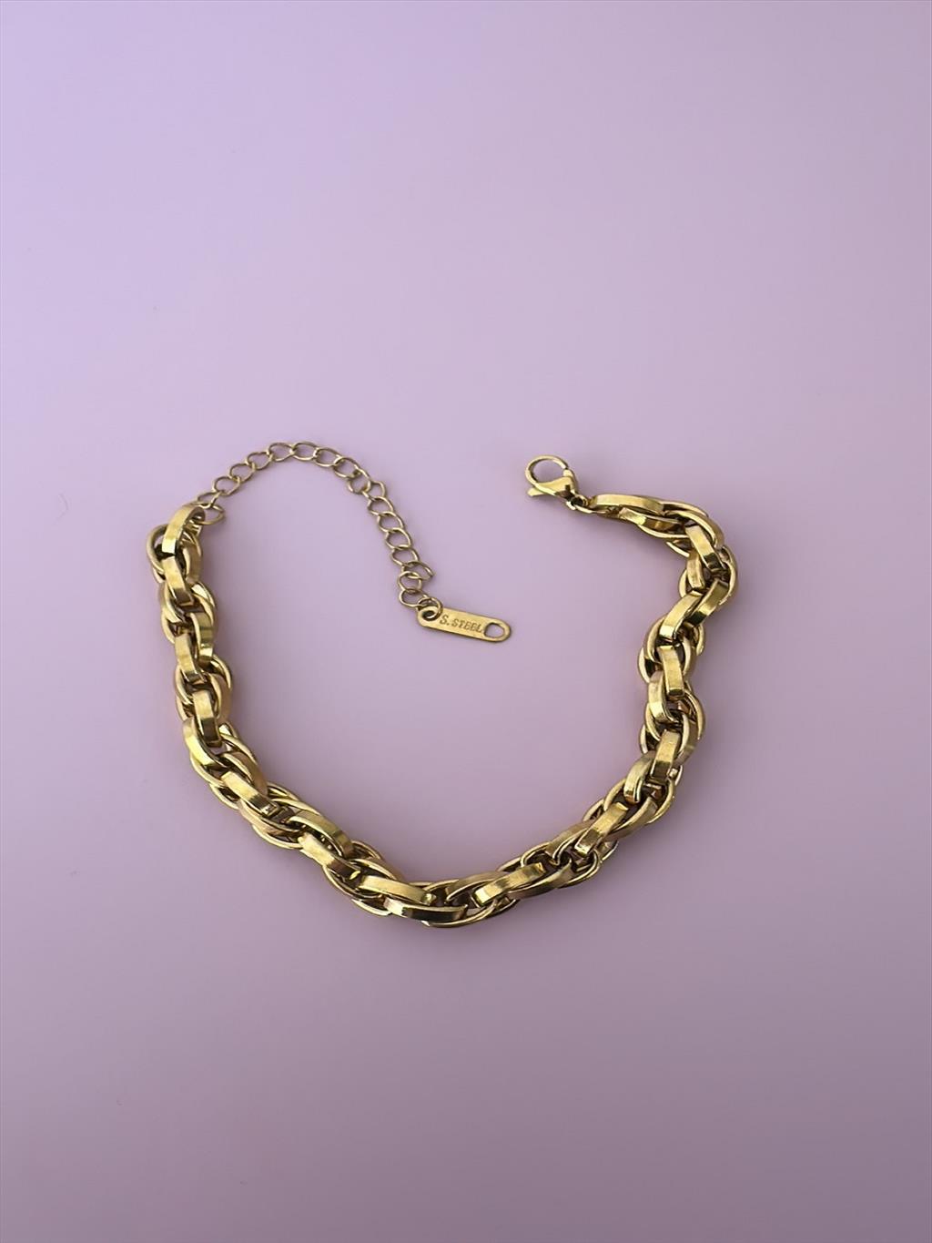 ÇELİK Mini İçiçe Sarmal Gold Bileklik (17-22 cm)