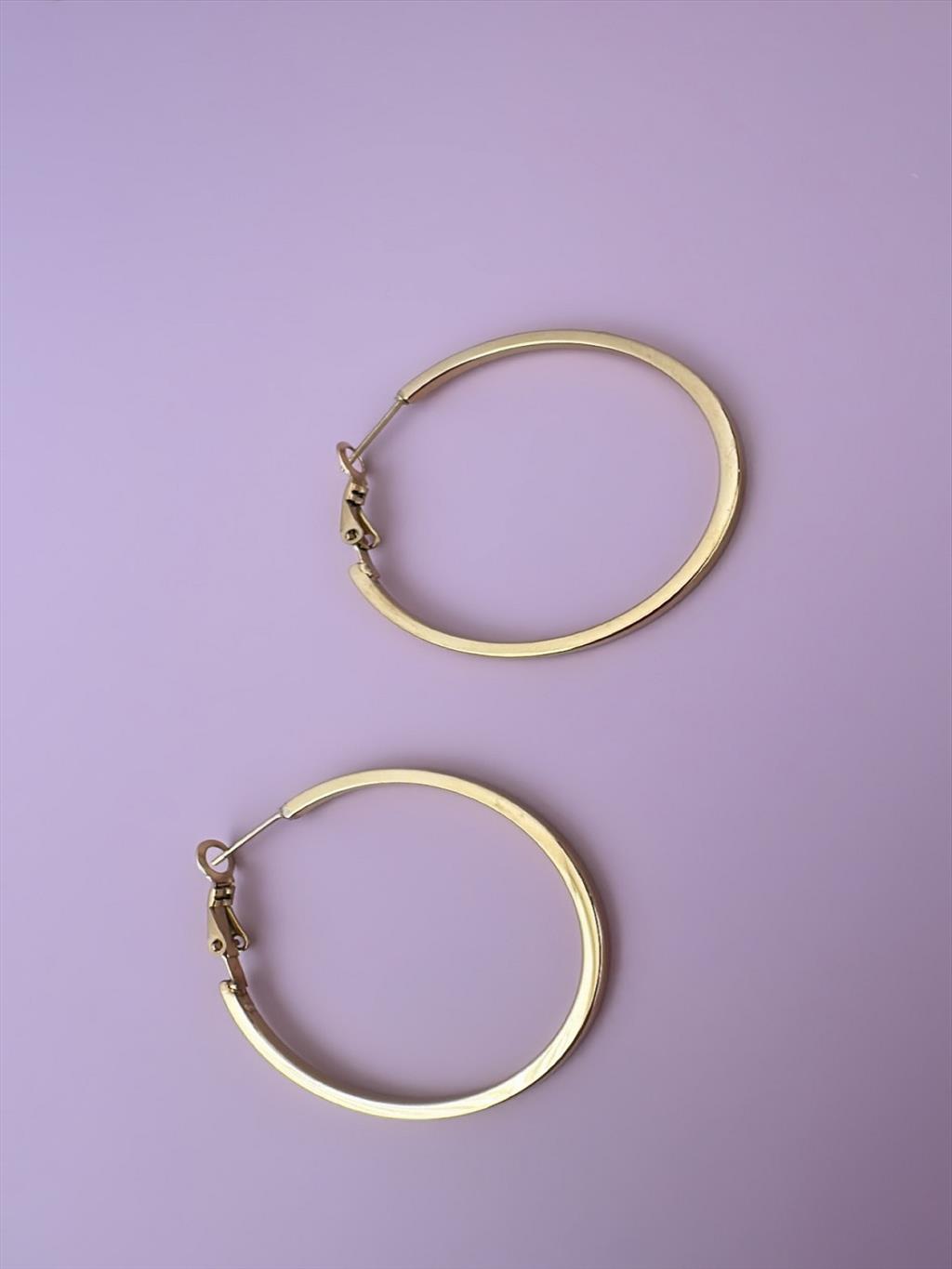 ÇELİK Köşeli Orta Boy Halka Gold Küpe (Çap: 5 cm)+i
