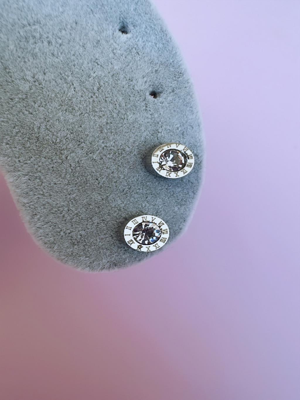 ÇELİK Mini Zirkon Roma Rakam Silver Küpe