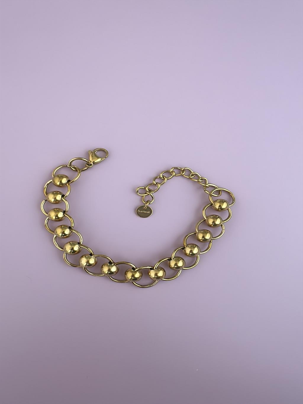 ÇELİL Top Geçmeli Gold Bileklik (17-22 cm)