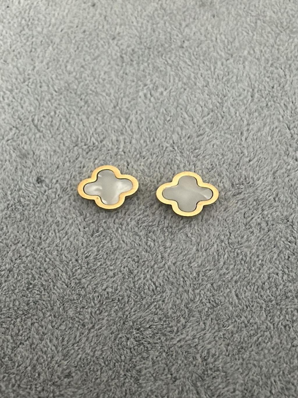 ÇELİK Mini Yonca Sedef Gold Küpe