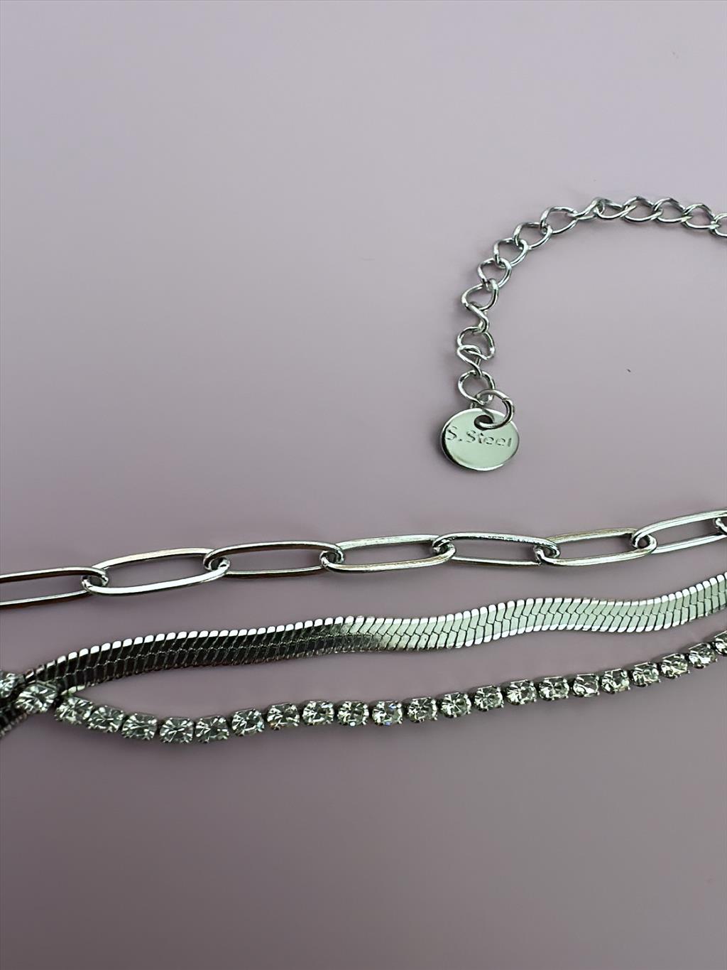 ÇELİK 3'lü İtalyan Ataç Zincir Su Yolu Silver Bileklik (16-22 cm)+i