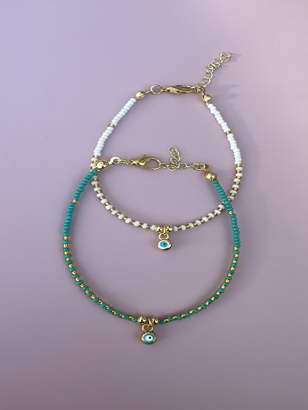 Nazar Gold Boncuk Bileklikler (16-21 cm)