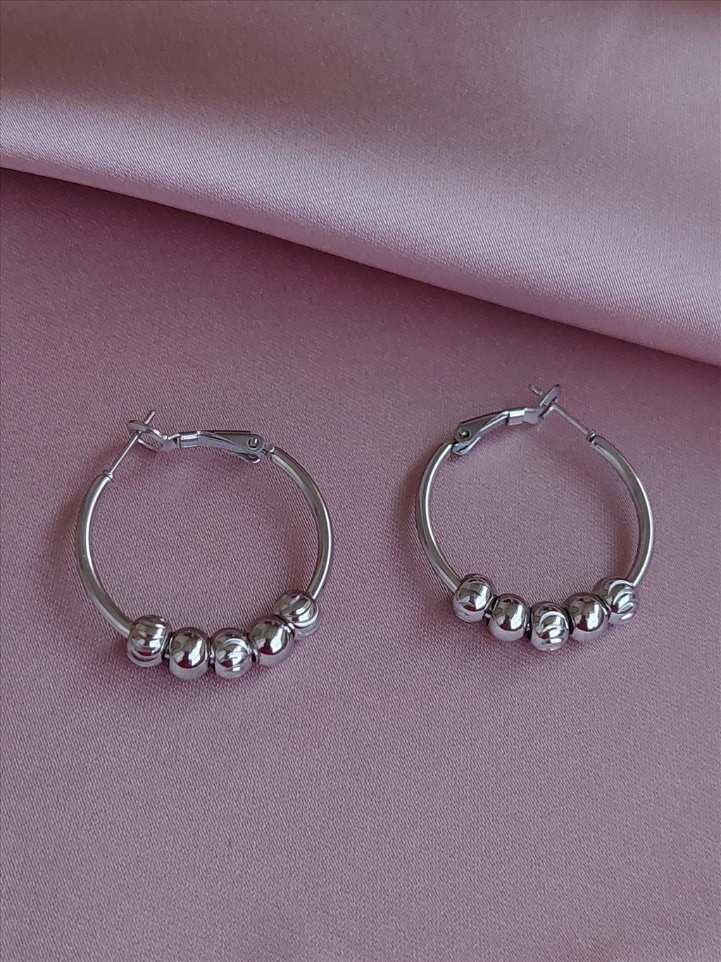 ÇELİK Halka Dorika Silver Küpe+i