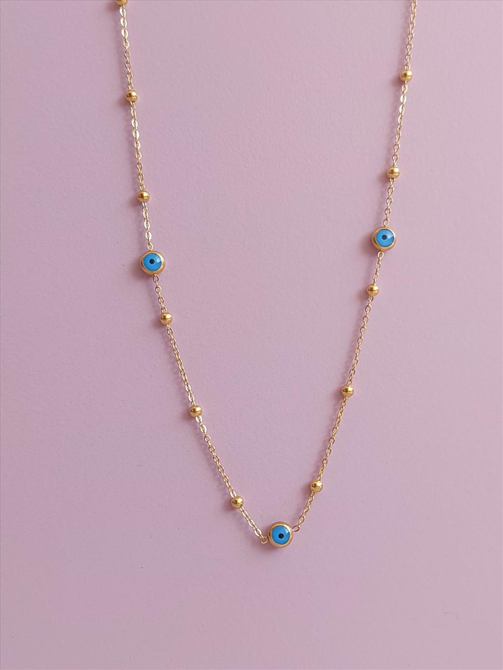 ÇELİK Nazar Boncuk Topçuk Gold Kolye (45-50 cm)+i