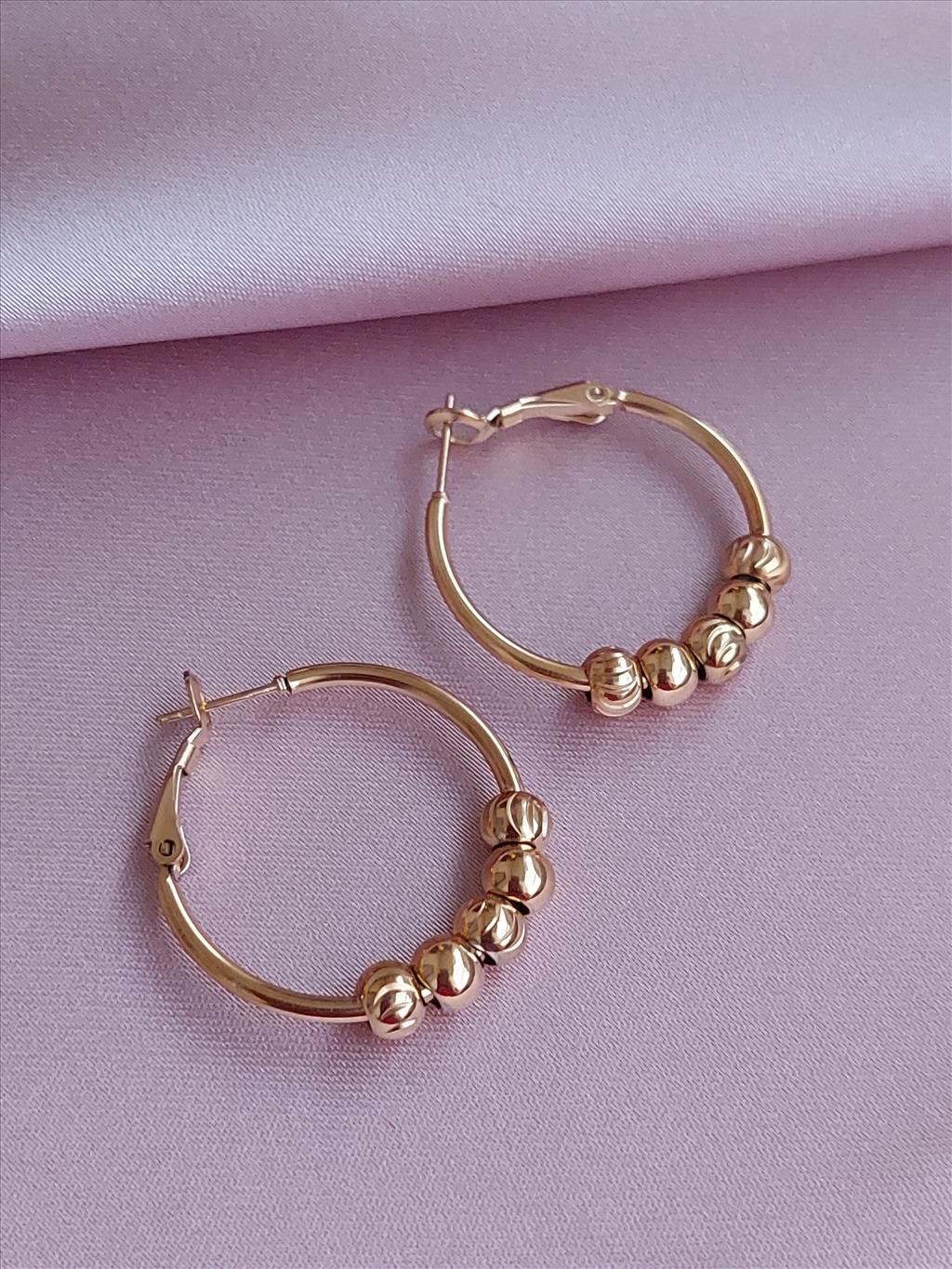 ÇELİK Halka Dorika Gold Küpe