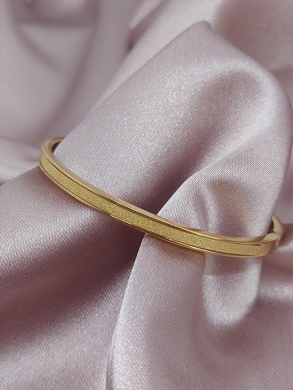 ÇELİK Sedef Sim Gold Kelepçe Bileklik (16-17,5 cm için uygundur)