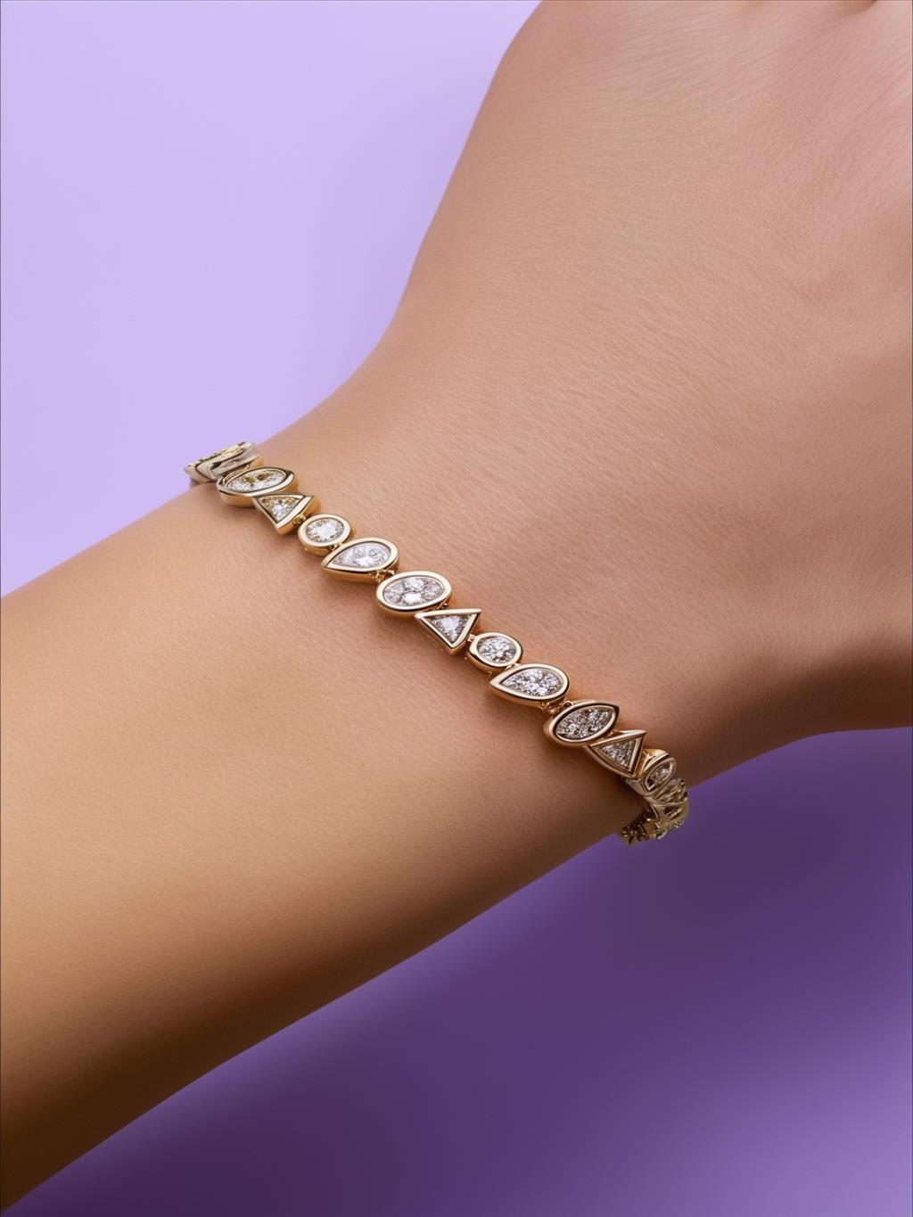 XUPİNG Zirkon Taş Şekilli Su Yolu Soft Rose-Gold Bileklik
