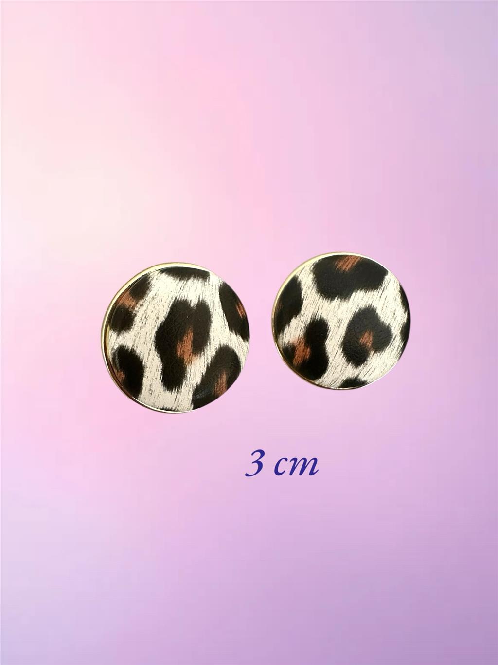 ÖZEL SERİ Yuvarlak Leopar Desenli Gold Küpe+i