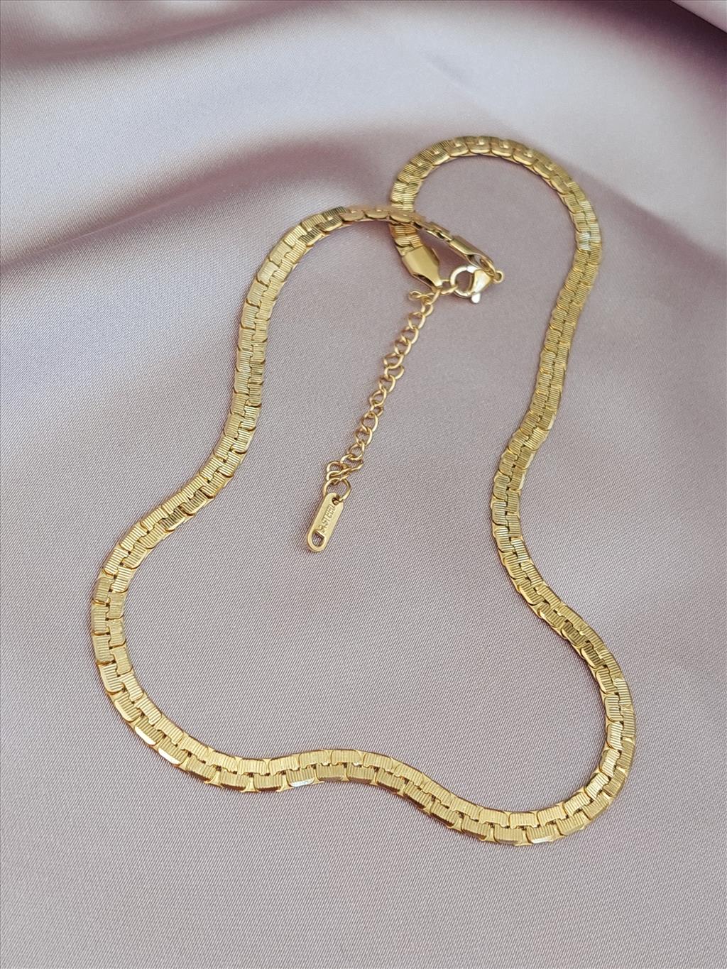 ÇELİK Yılan Derili Gold Kolye (45-50 cm)