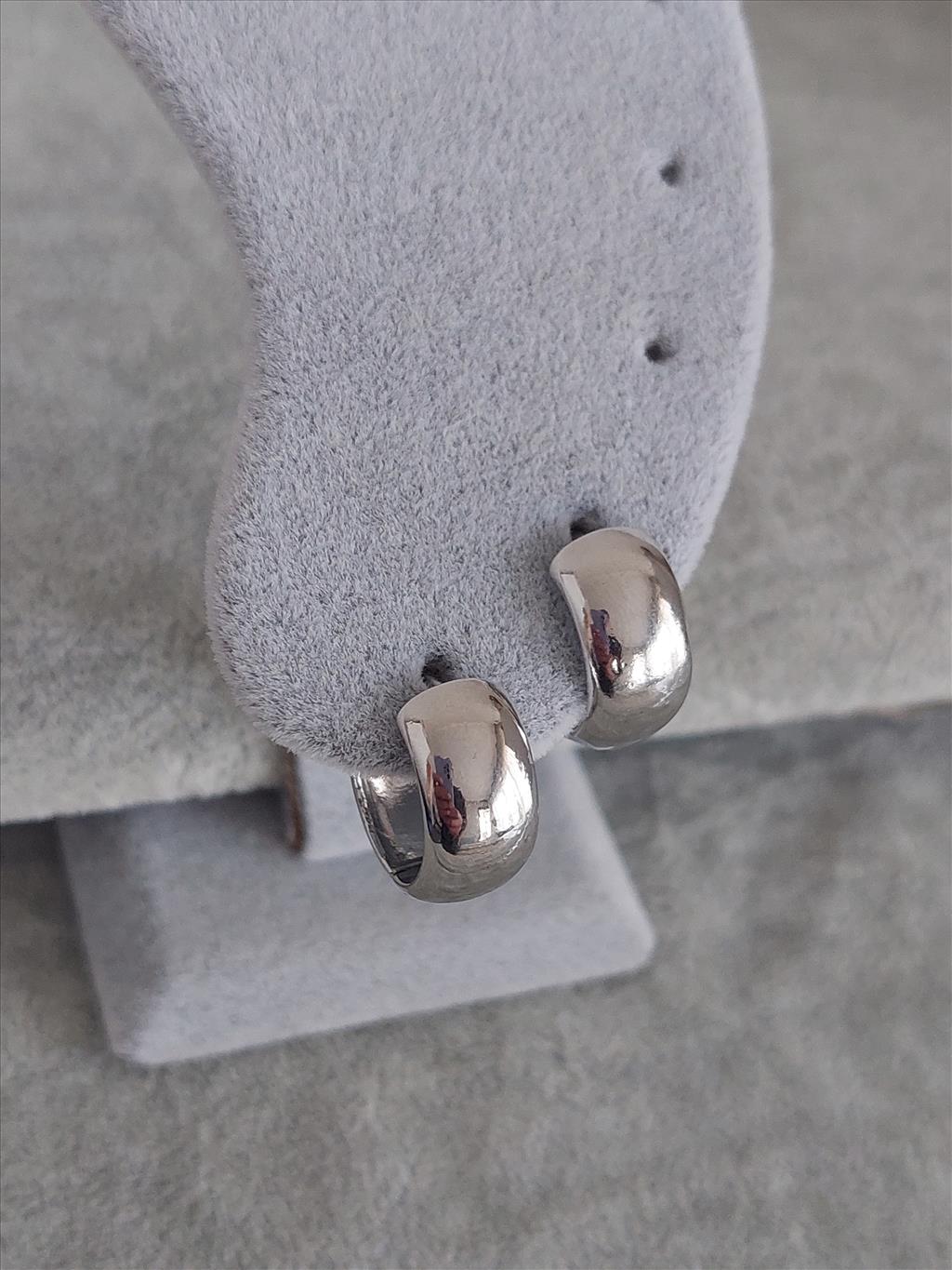 ÇELİK Orta Bombe Silver Küpe (1,5 cm)+i