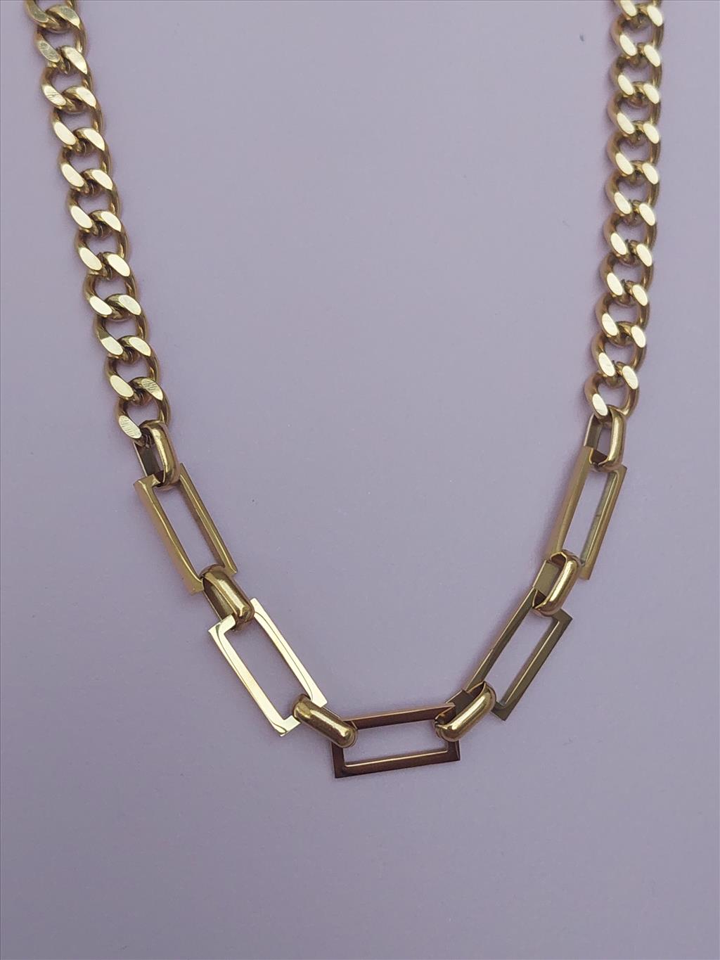 ÇELİK Geçmeli Çift Model Gold Kolye