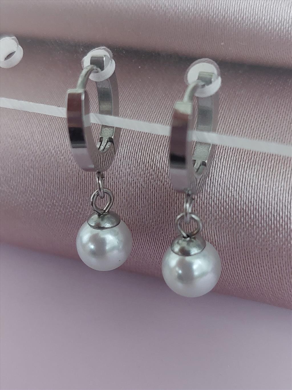 ÇELİK Sallantılı Top İnci Silver Küpe+i