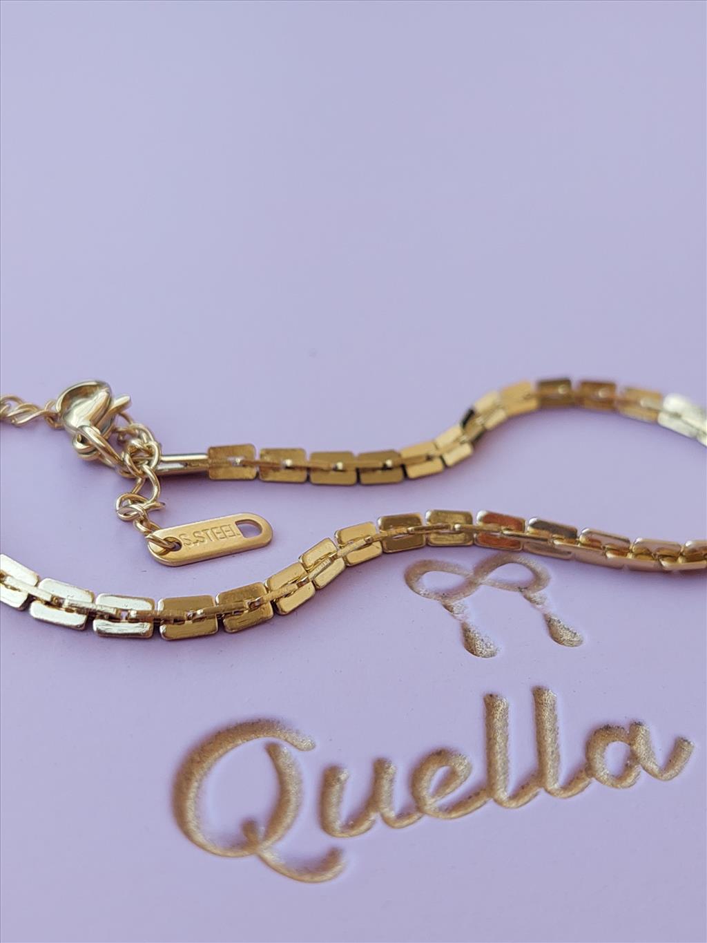 ÇELİK Mini Kare Geçmeli Gold Bileklik (19+5 cm)+i