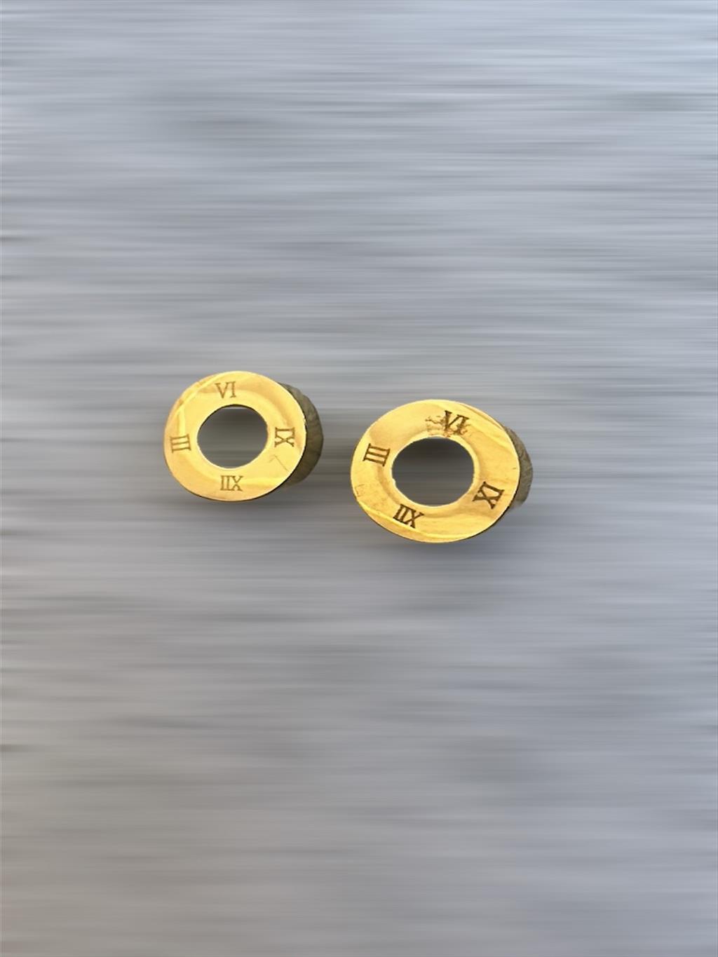 ÇELİK Mini Halka Roma Rakam Gold Küpe+i