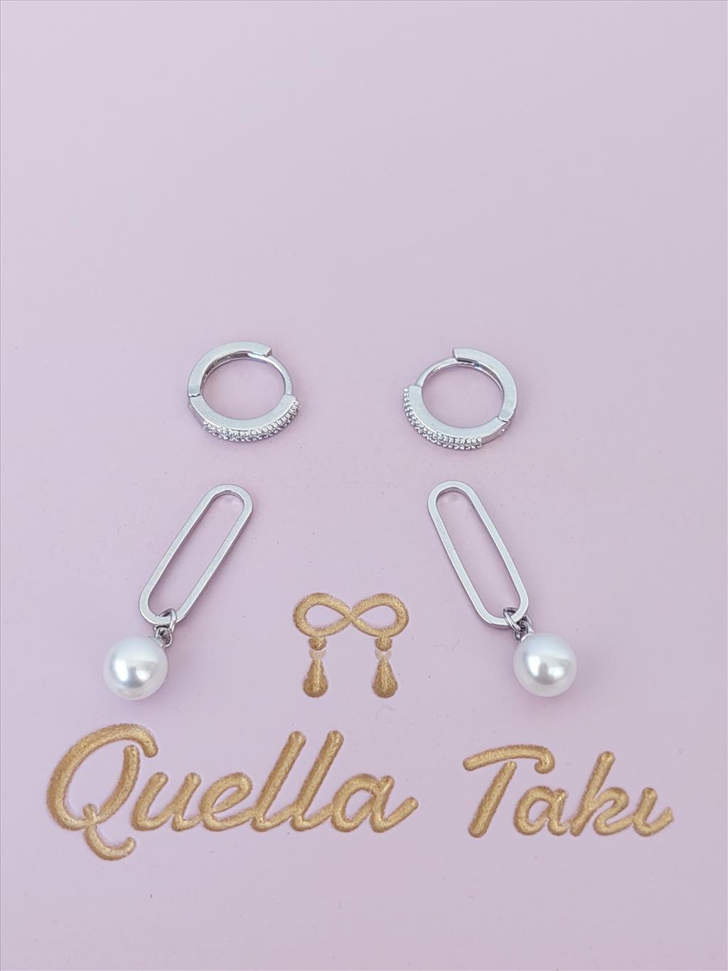 Özel Seri Rodyum İnci Tasarım Silver Küpe+i