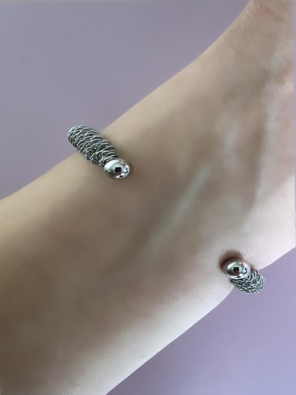 ÇELİK Tel Detay Silver Bileklik+i