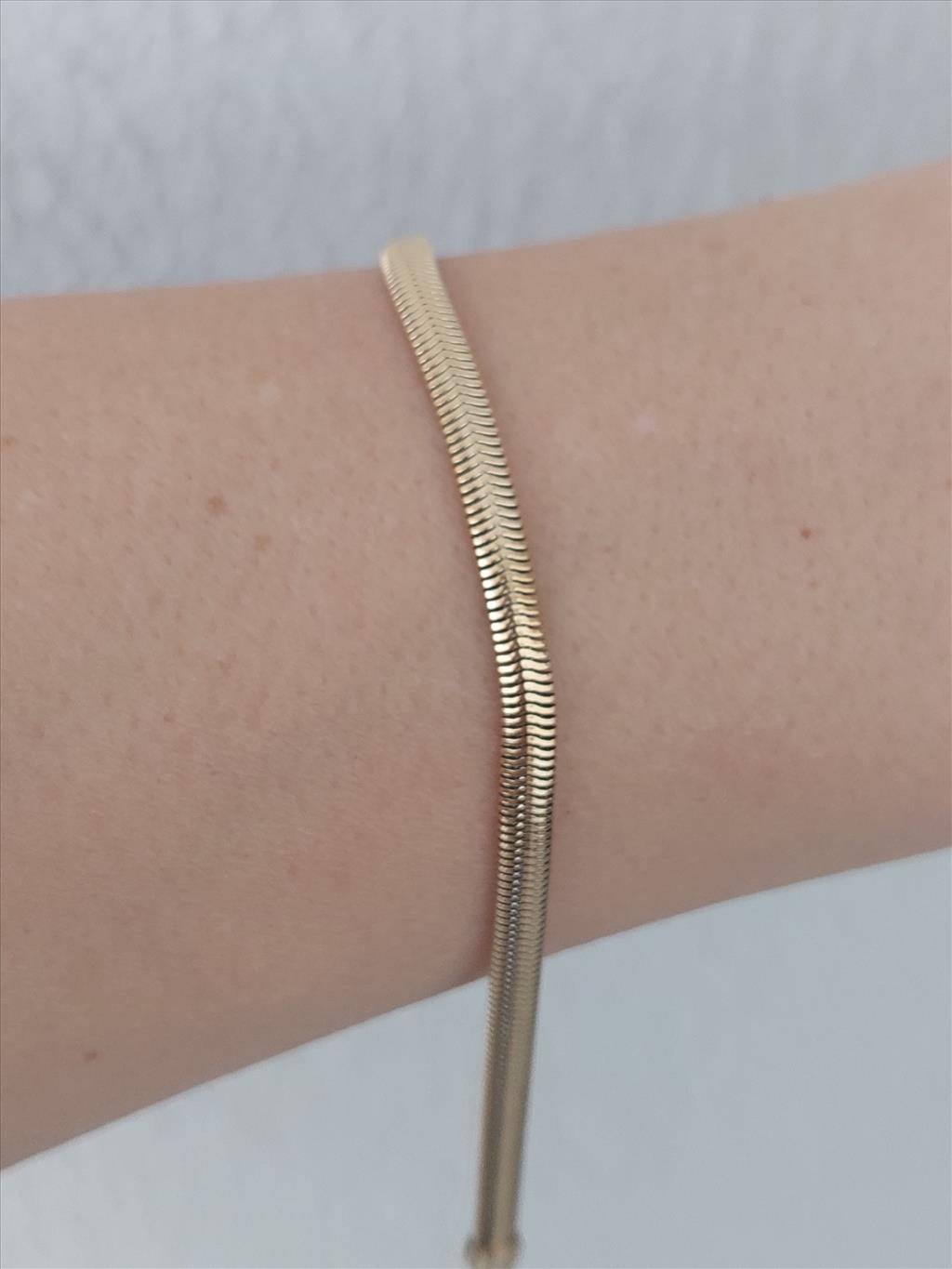 ÇELİK Yassı Gold Bileklik (18+5 cm/3 mm)+i
