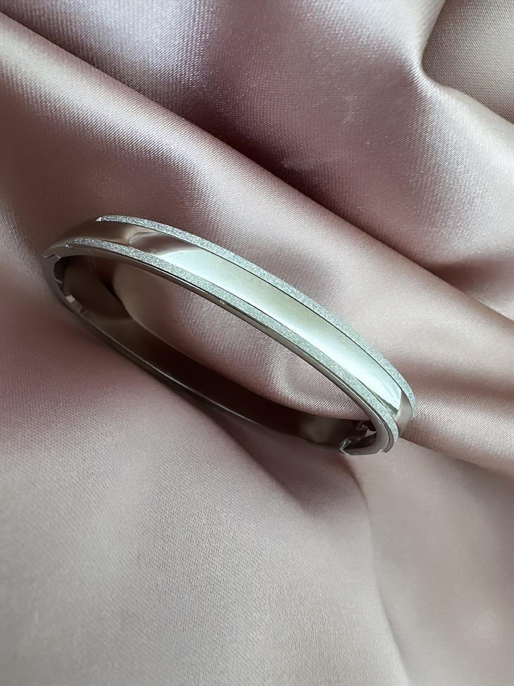 ÇELİK Çift Sim Düz Silver Kelepçe Bileklik (Çap: 6cm-Çevresi: 19cm)+i