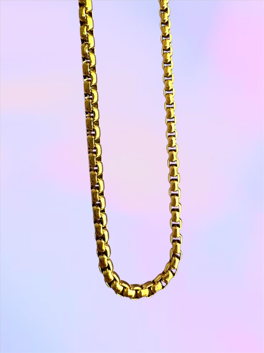 ÇELİK Mini Kare Geçmeli Uzun Gold Kolye+i