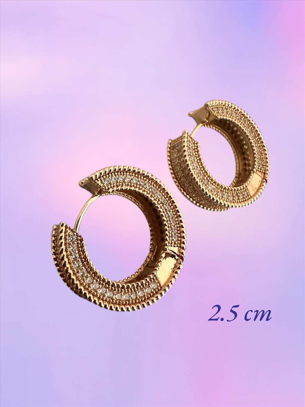 XUPİNG RODYUM KAPLAMA Halka Zirkon Soft Rose-Gold Küpe+i