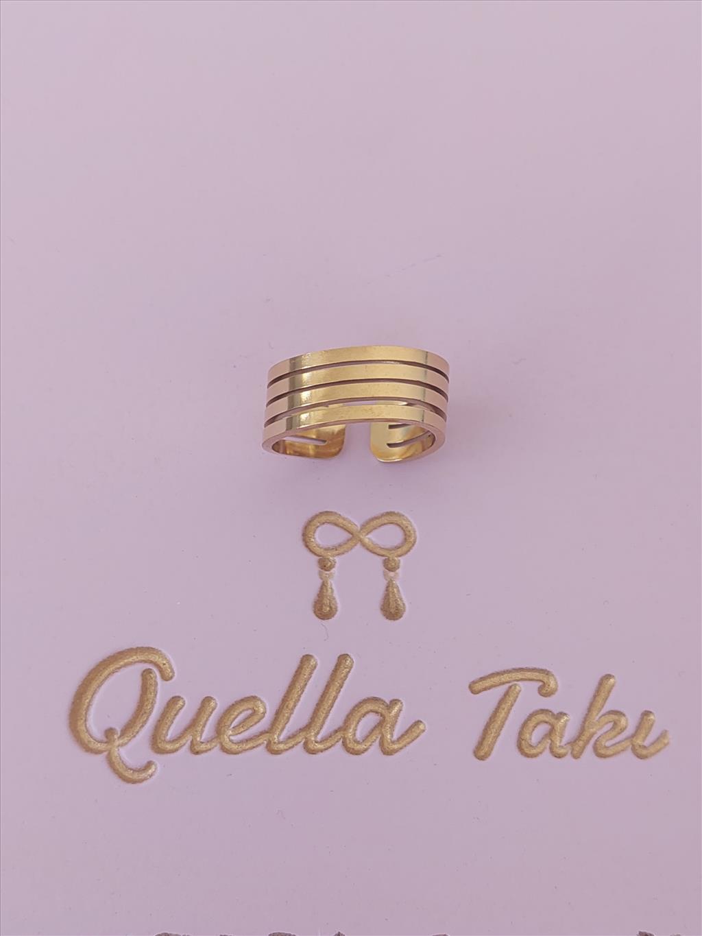 ÇELİK Çizgi Modelli Gold Yüzük+i