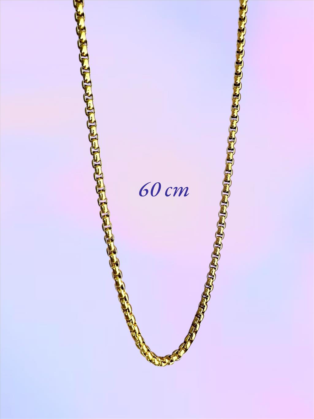 ÇELİK Mini Kare Geçmeli Uzun Gold Kolye+i