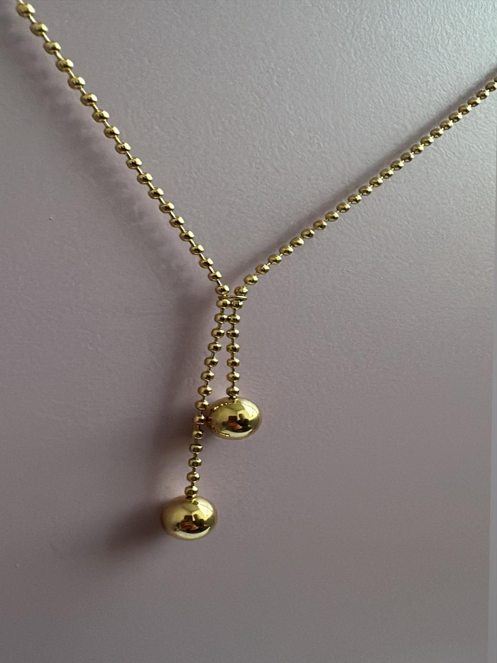 ÇELİK Uzun Sallantılı Topçuk Detay Gold Kolye (60-70 cm)+i