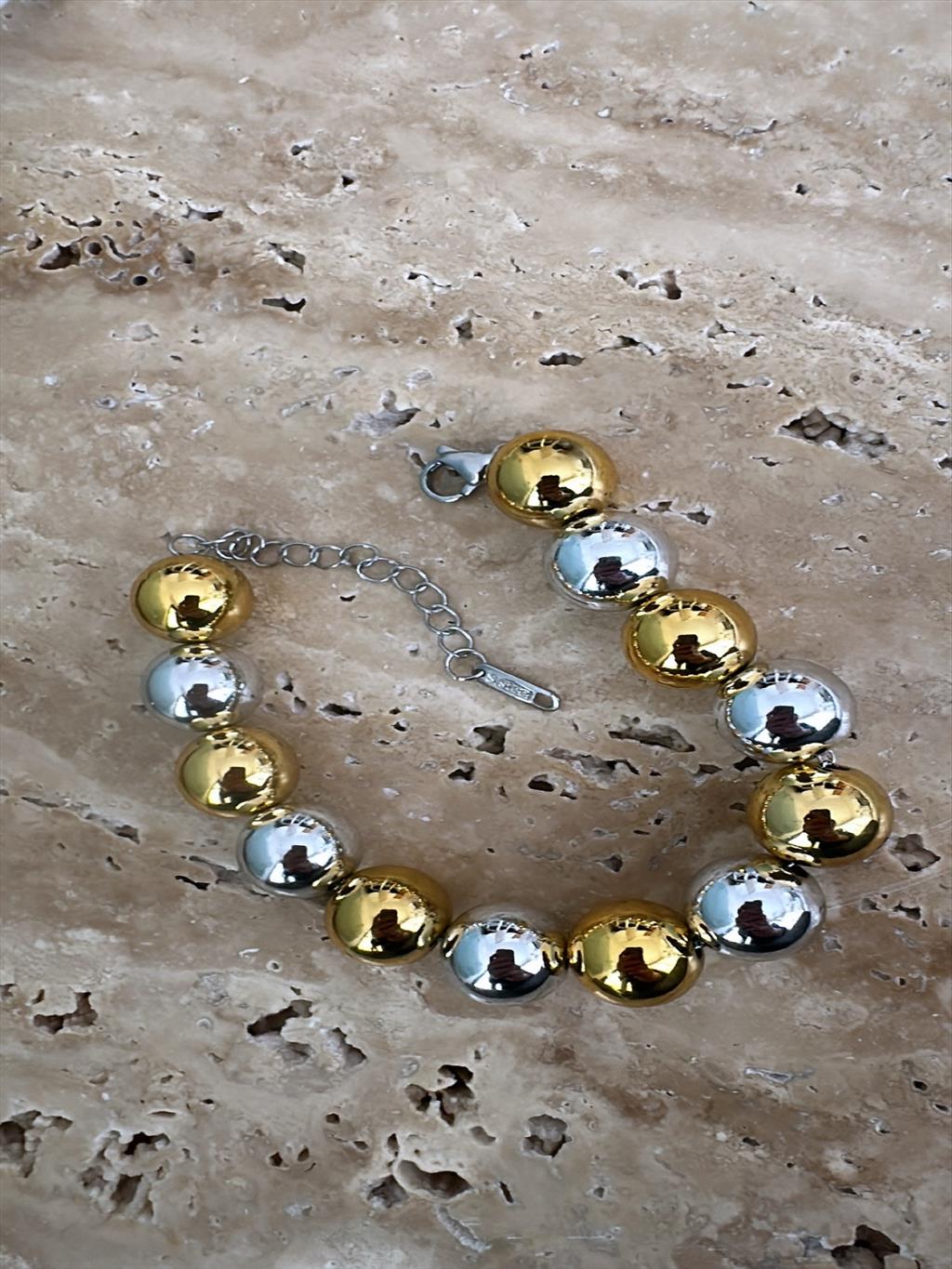 ÇELİK İri Top Gold-Silver Bileklik (18-24 cm)