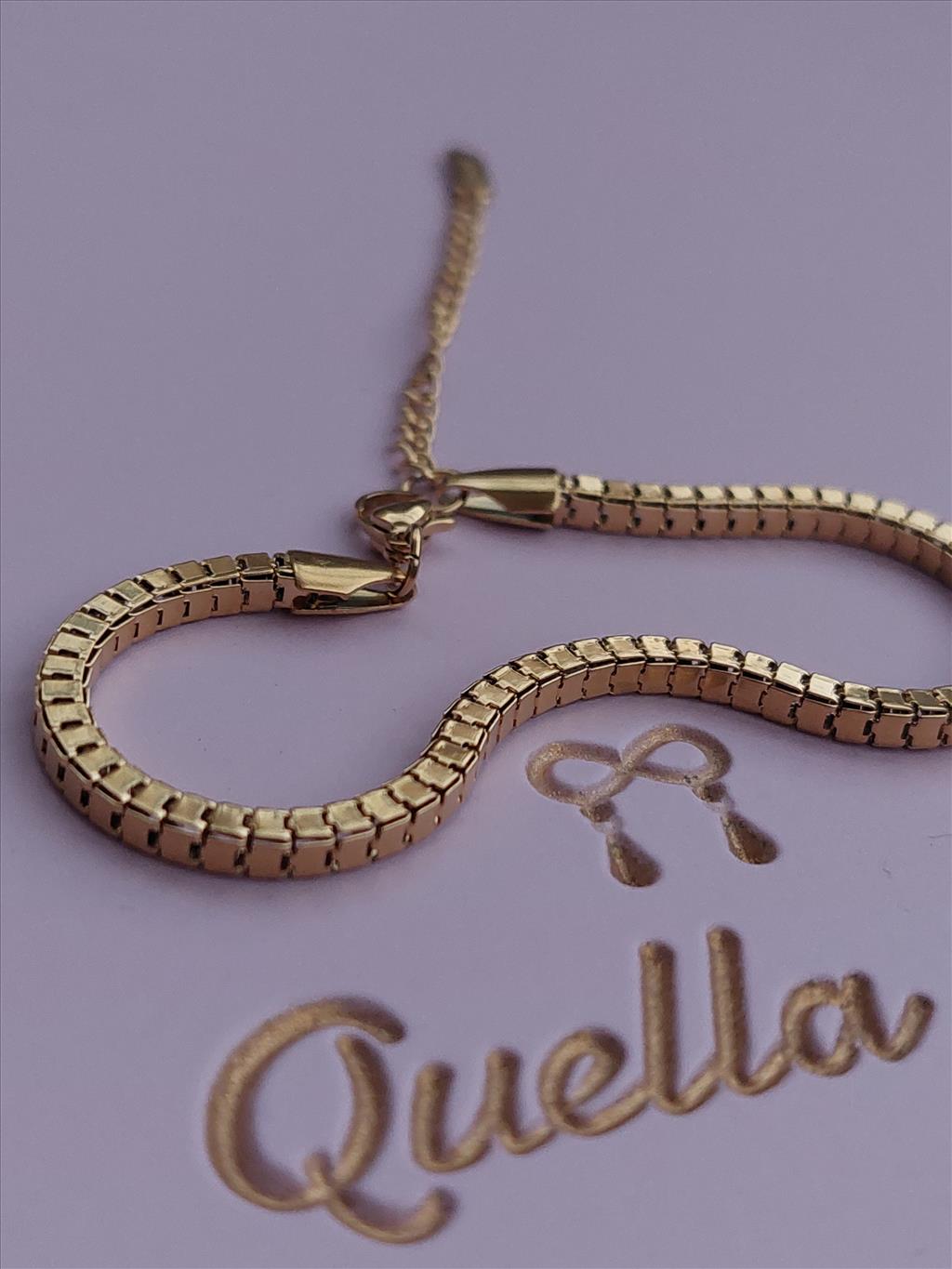 ÇELİK Kare Küp Gold Bileklik (18+5 cm)+i