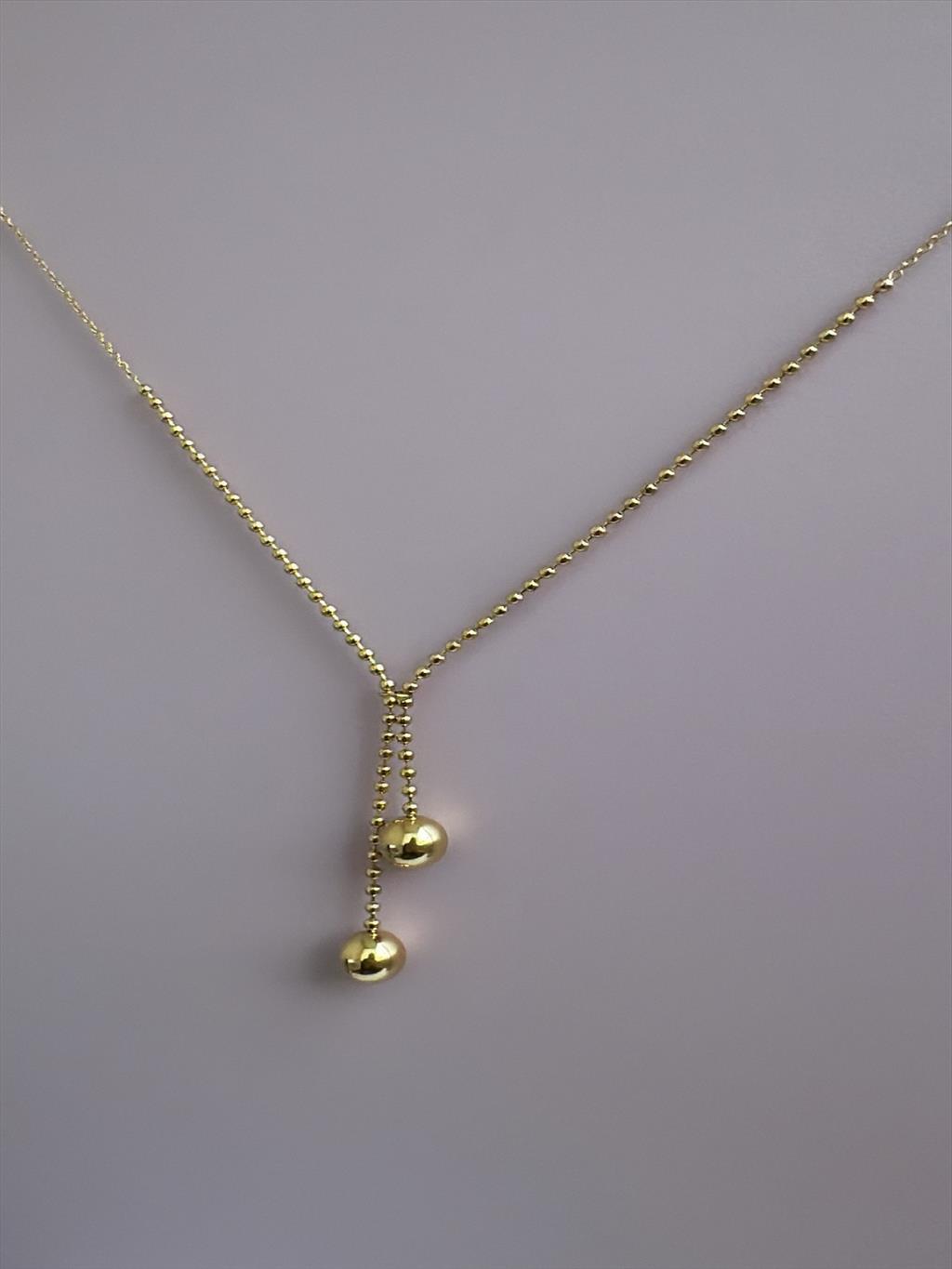 ÇELİK Uzun Sallantılı Topçuk Detay Gold Kolye (60-70 cm)+i