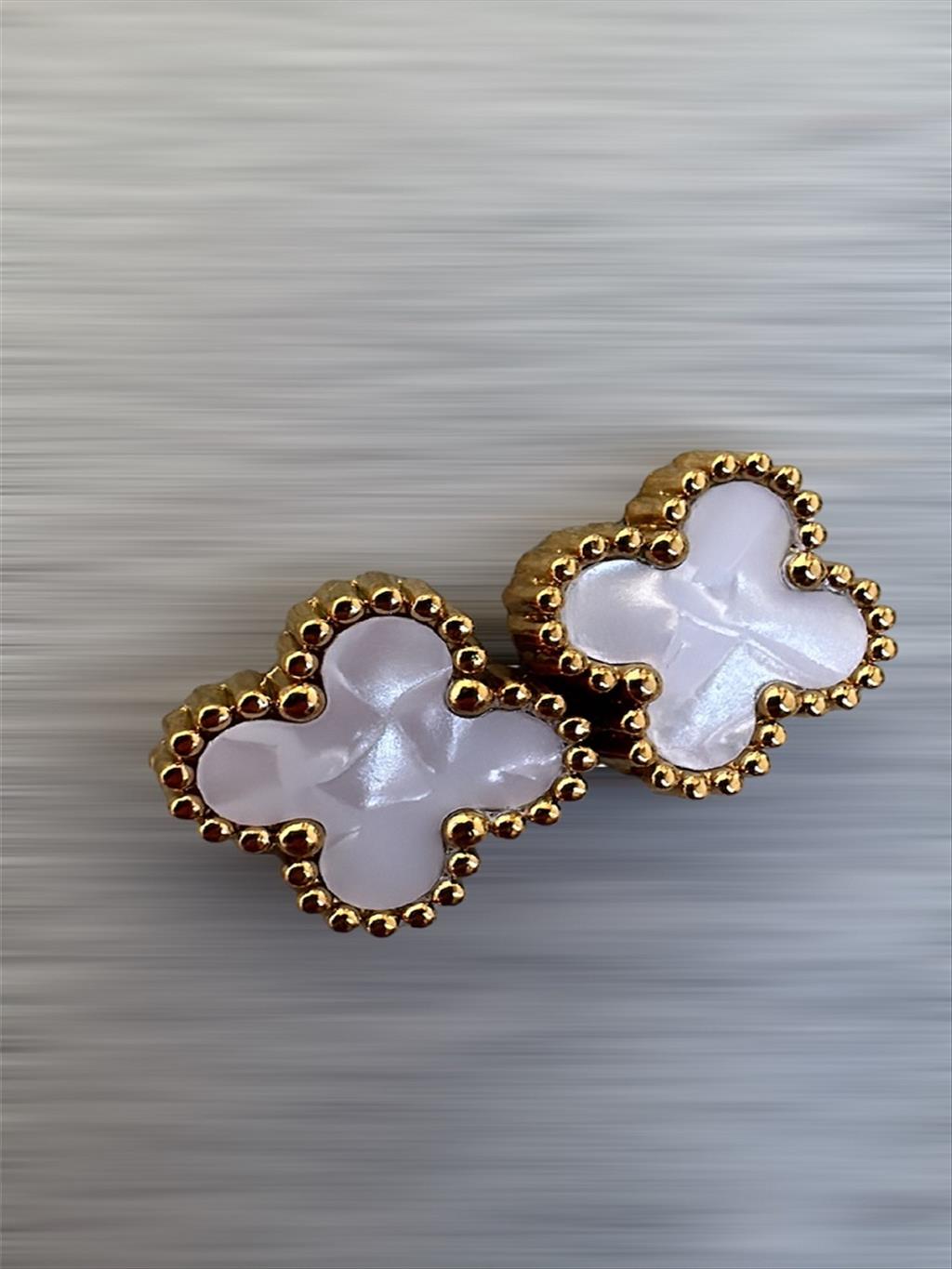 ÇELİK Mini Sedef Yonca Gold Küpe+i