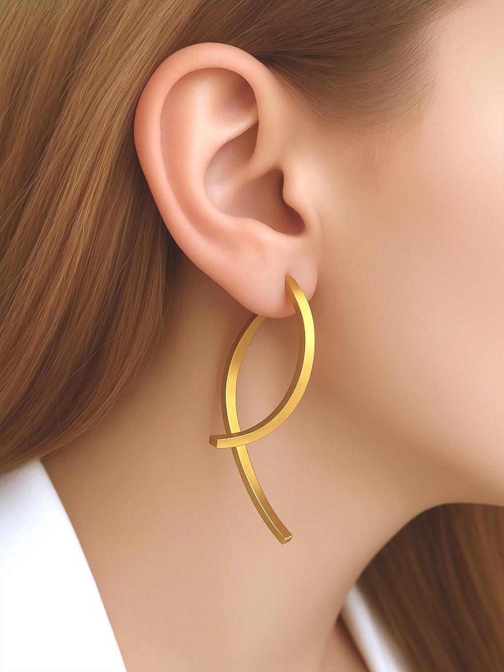 ÇELİK Sallantılı Gold Küpe+i