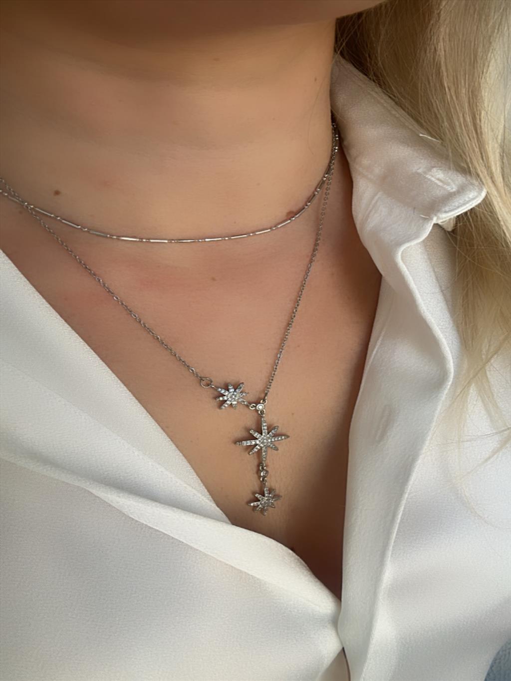 ÇELİK Kutup Yıldızı Y Silver Kolye+i
