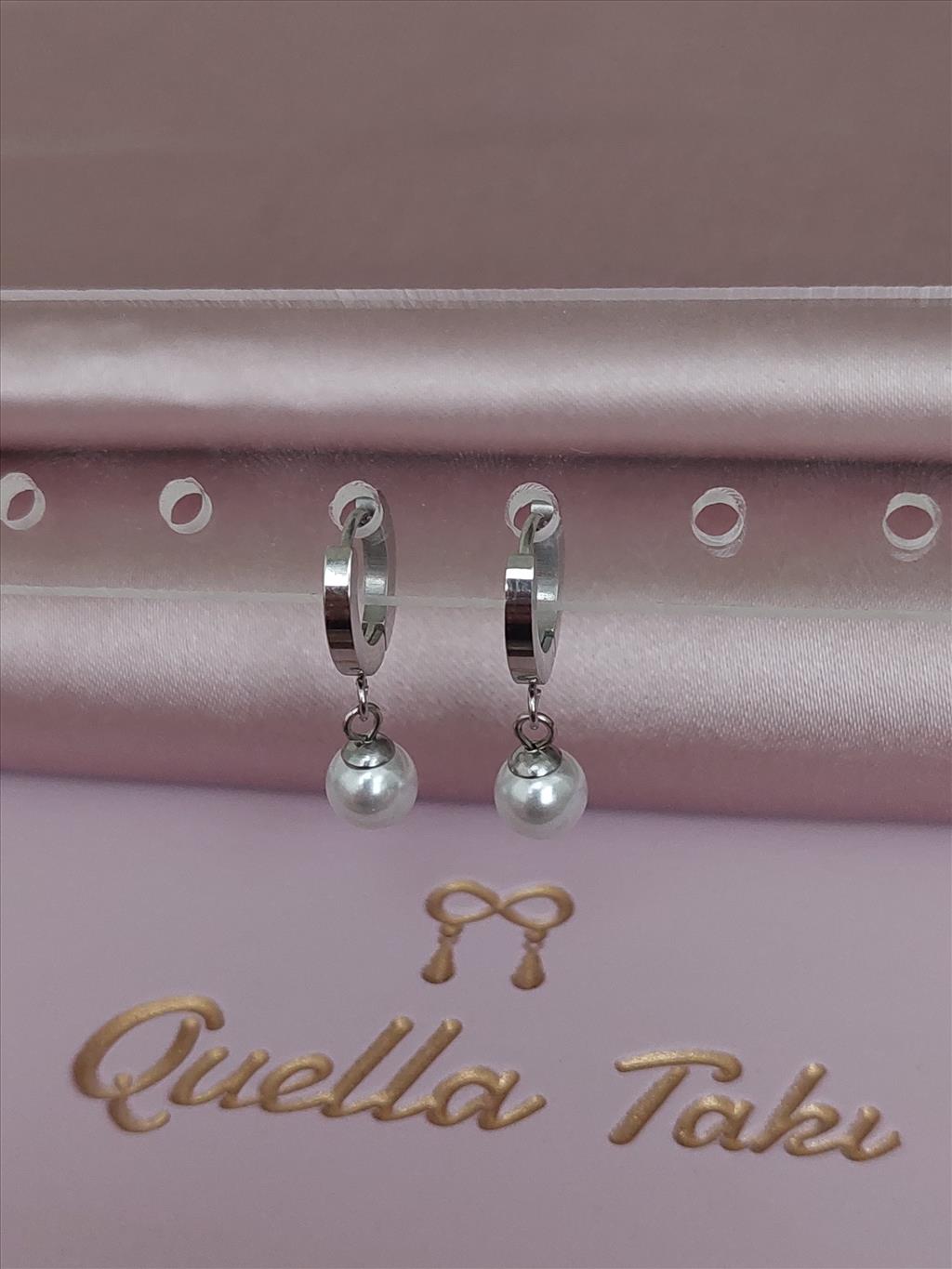 ÇELİK Sallantılı Top İnci Silver Küpe