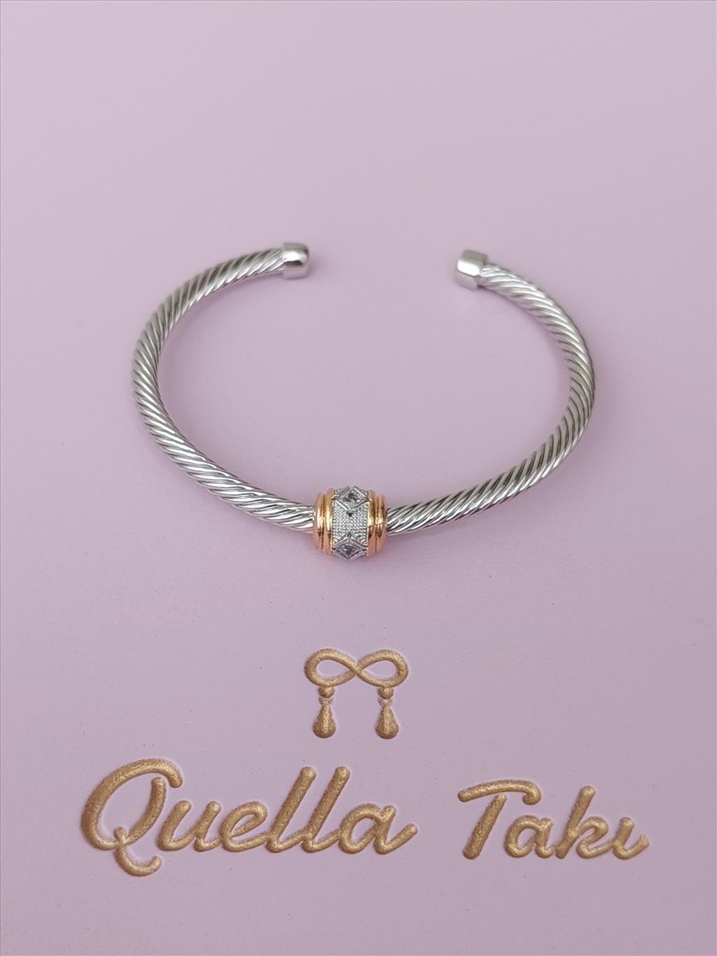 ÖZEL SERİ Zirkon Taş Topçuk Silver-Gold Bileklik (Ayarlanabilir)+i