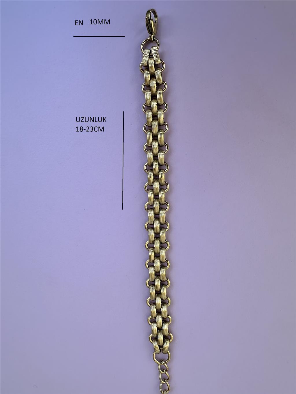 ÇELİK Kalın Halka Geçmeli Gold Bileklik (18-23cm)+i