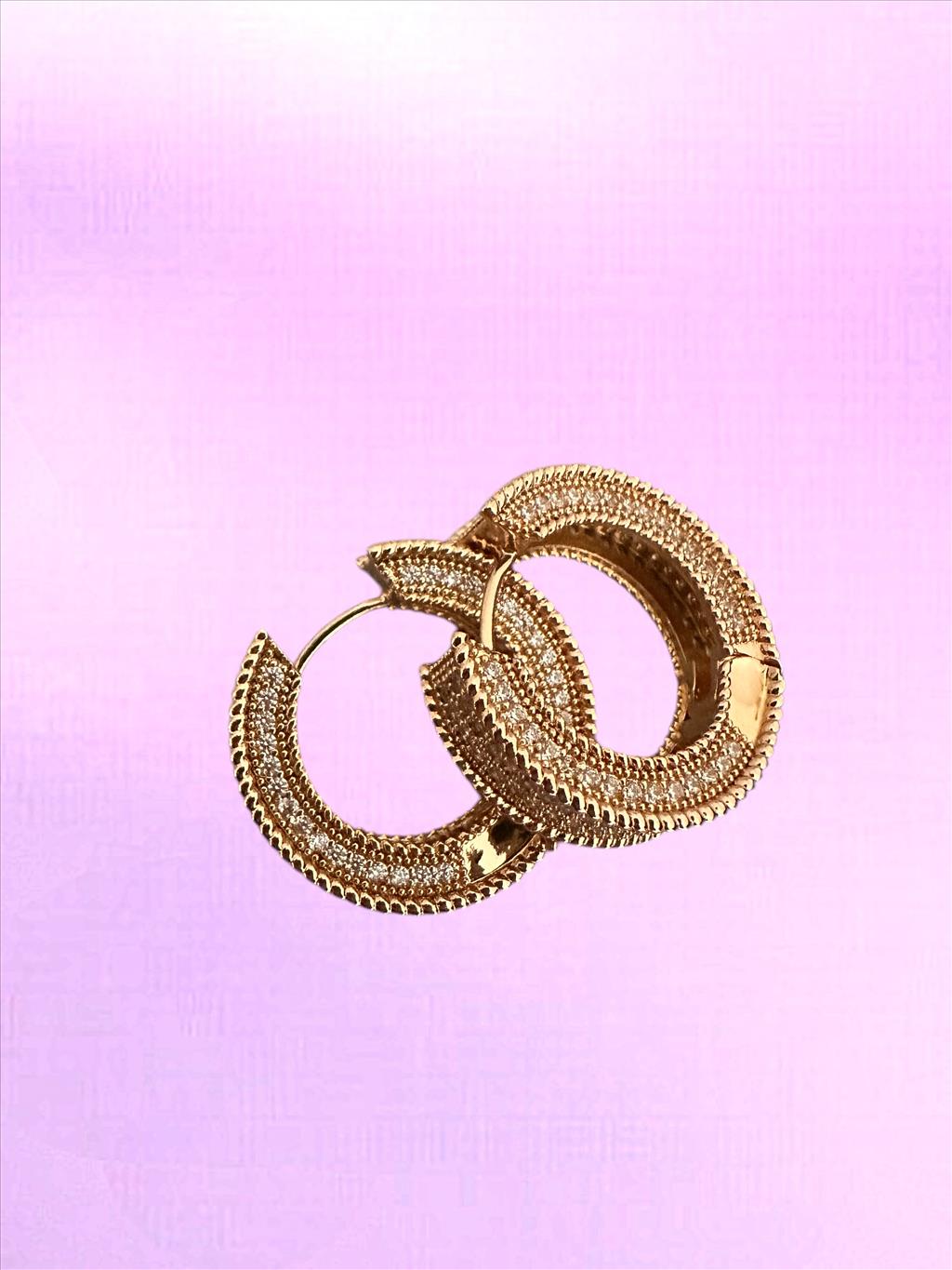 XUPİNG RODYUM KAPLAMA Halka Zirkon Soft Rose-Gold Küpe+i