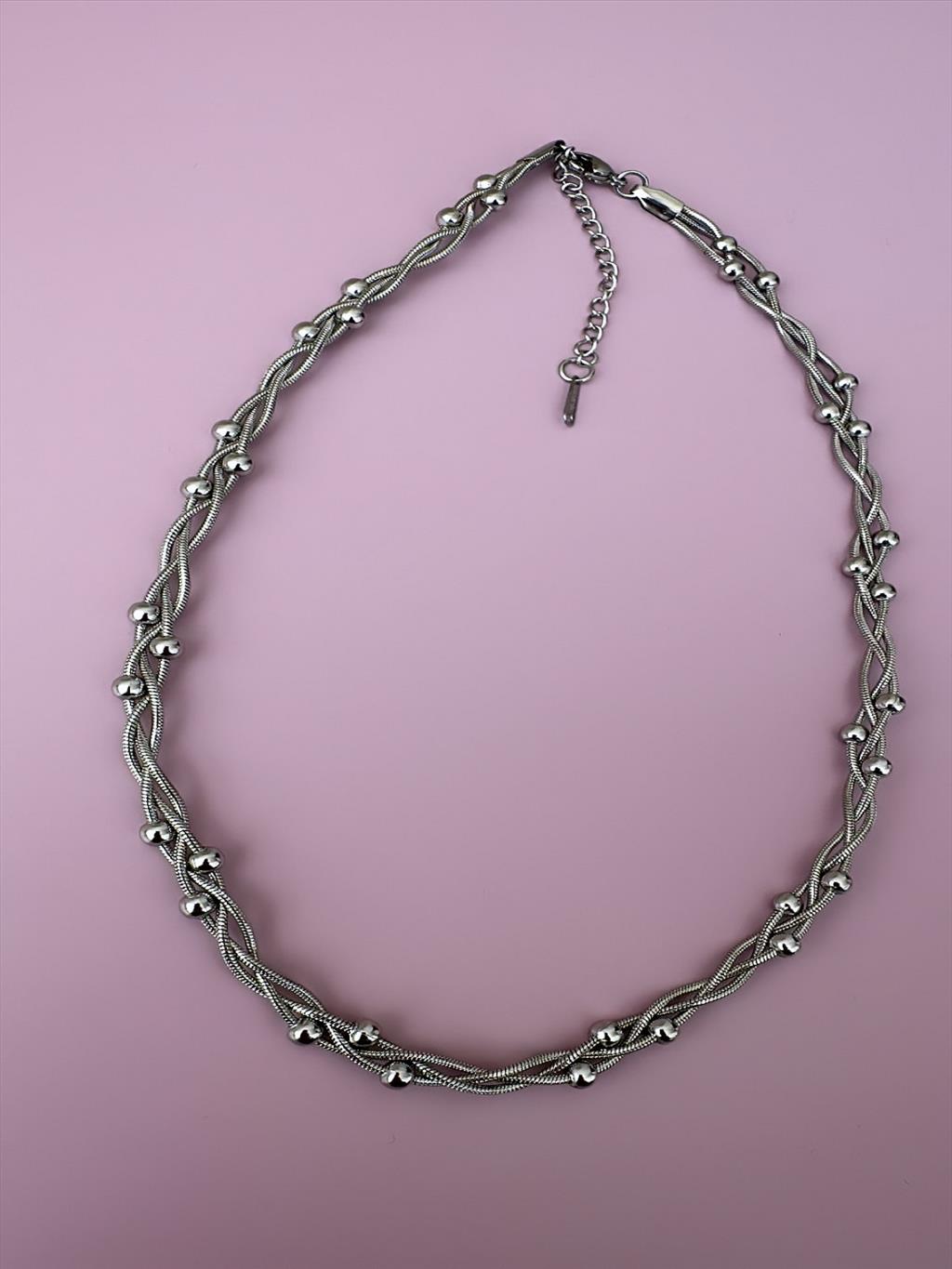 ÇELİK Sarmal Topçuk Silver Kolye+i