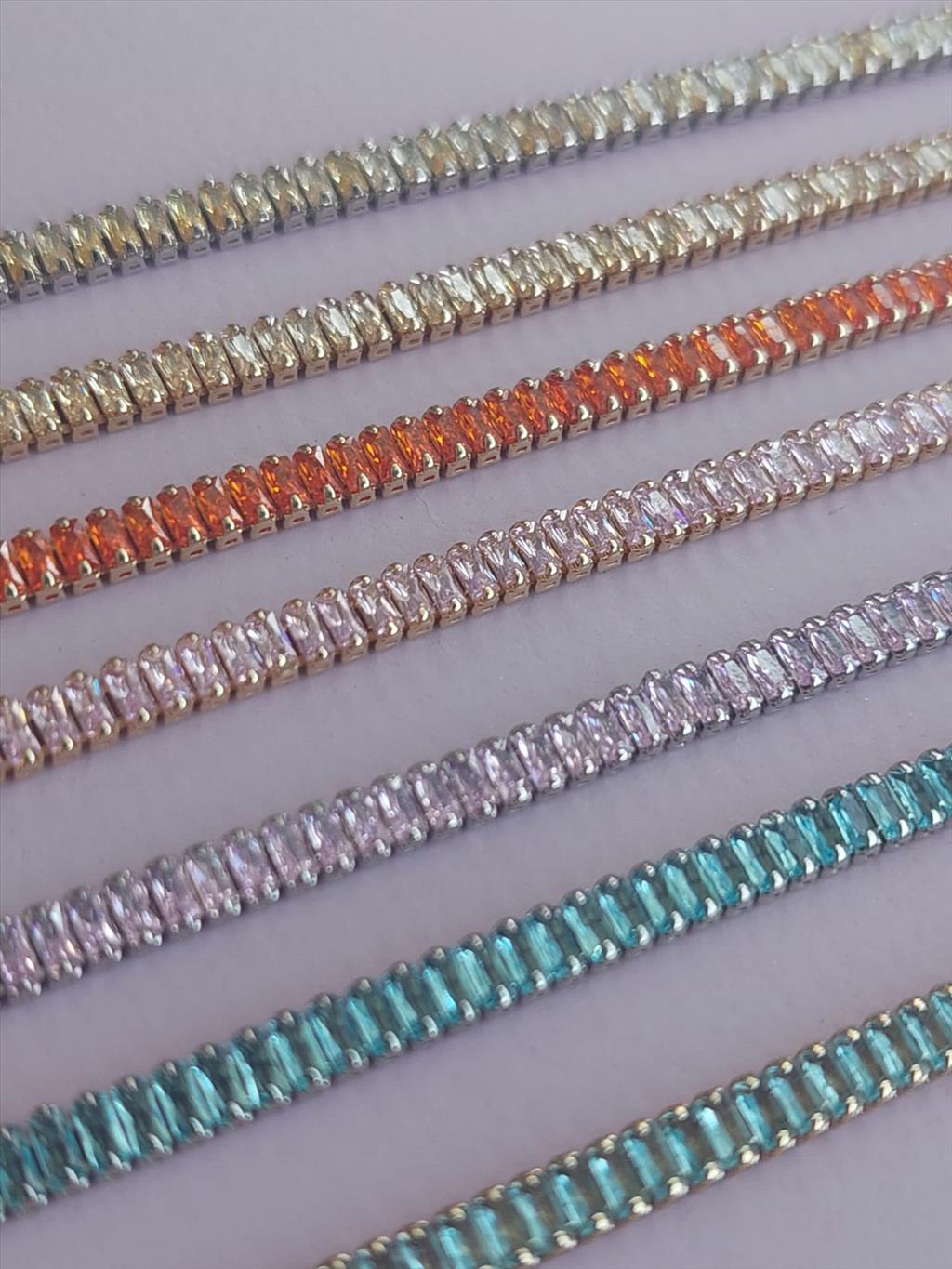 RODYUM Renkli Zirkon Baget Choker Kolyeler (Uzunluk : 36-41 cm)+i