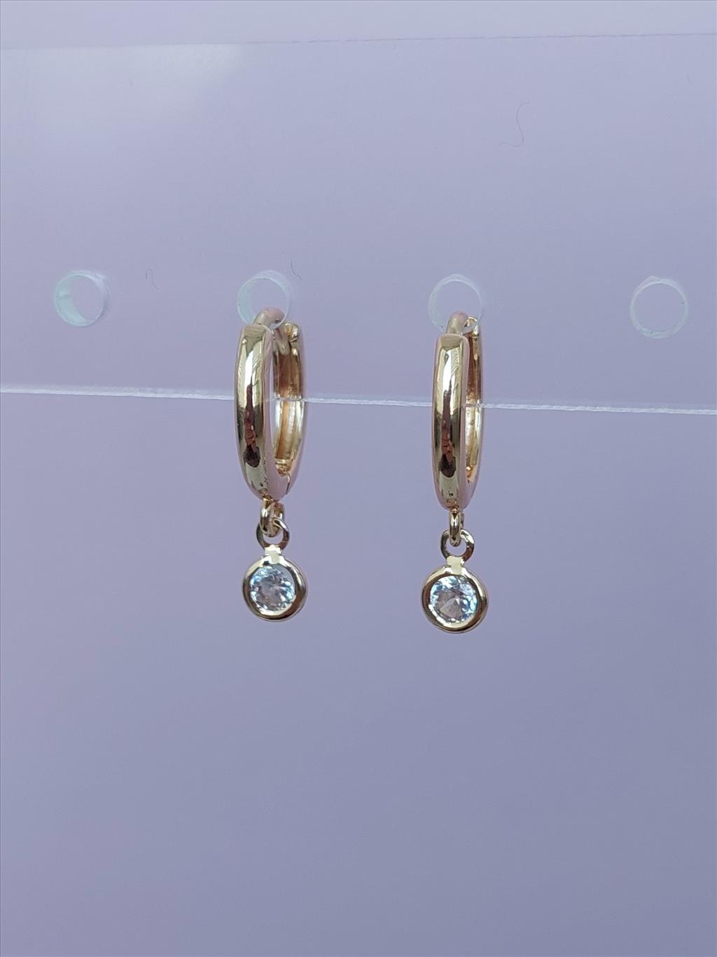 ÖZEL SERİ Sallantılı Tek Taş Gold Küpe+i